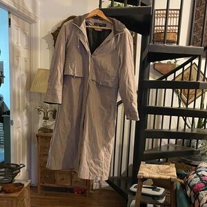 Stylish Beige Hooded Trench Coat